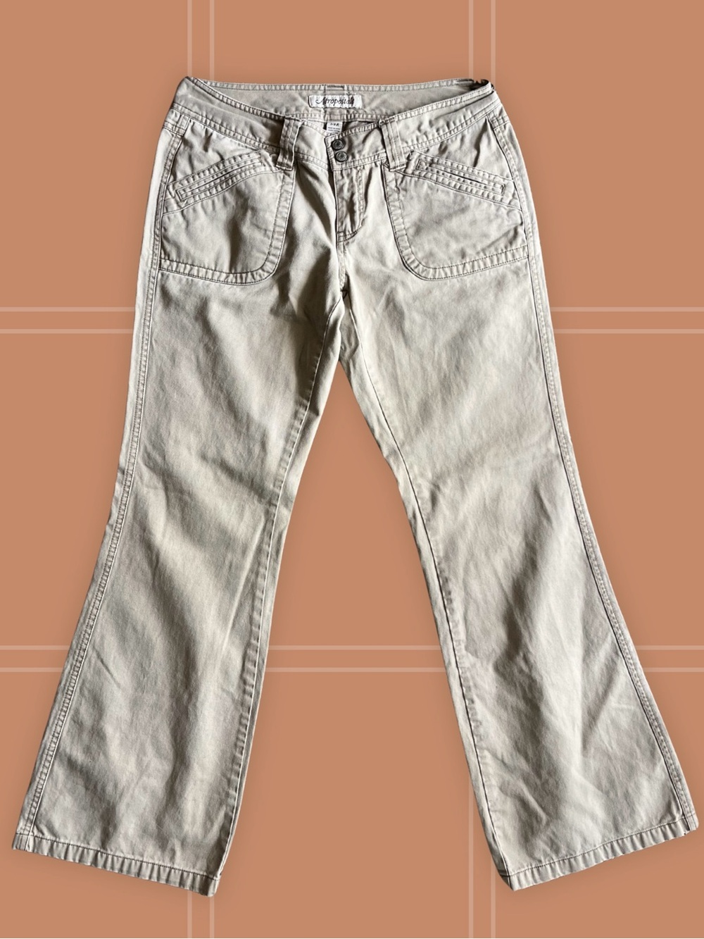 Aeropostale Low-Rise Flare Pants Khaki Y2K Size 7/8 - Picture 3 of 5
